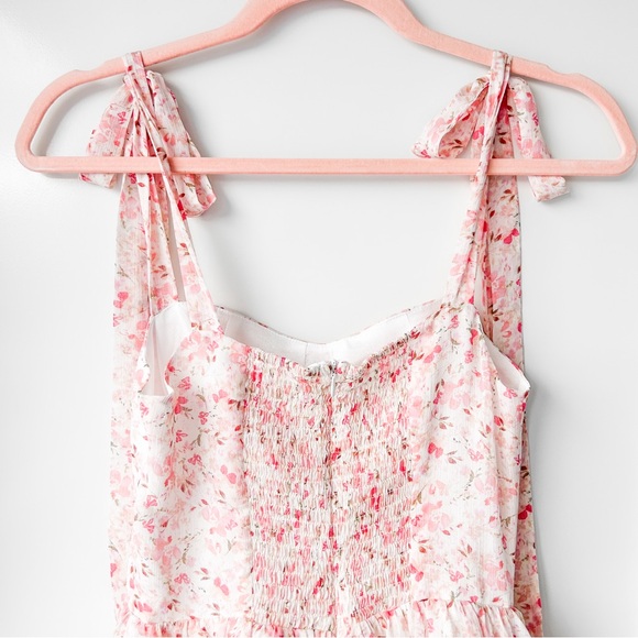 Pink floral chiffon ruffle dress - Picture 8 of 11